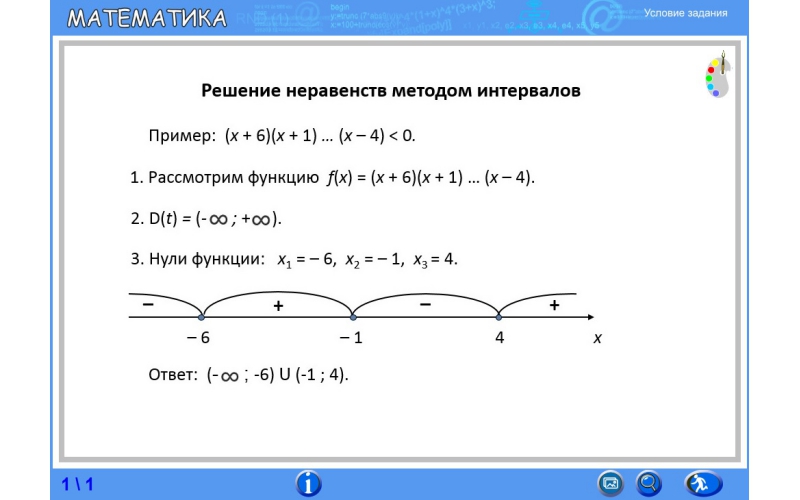 Неравенства методом интервалов задания